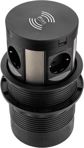 Pop-Up Meeting 4x230v, 2x USB-A, 2x USB-C, QI-draadloze oplader - Zwart-2