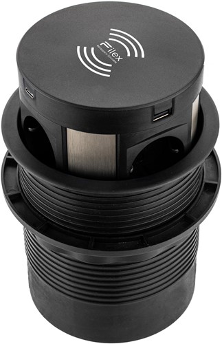 Pop-Up Meeting 4x230v, 2x USB-A, 2x USB-C, QI-draadloze oplader - Zwart-3
