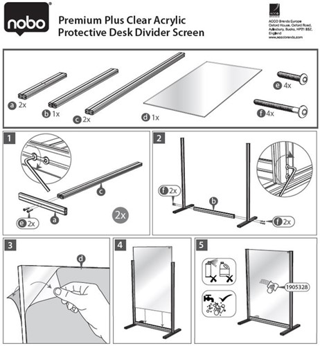 Scheidingswand uitbreidingspaneel Nobo Modulair transparant acryl 120x180cm-3