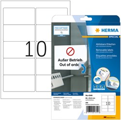 Etiket HERMA 4349 A4 96x50.8mm verwijderbaar wit 250 etiketten