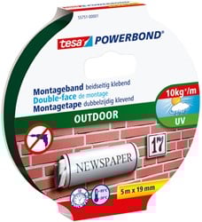 Montagetape tesa® Powerbond Outdoor dubbelzijdig 5mx19mm transparant