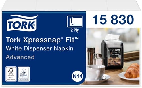 Servet Tork N14 Xpressnap Fit Advanced multifold 2-laags 213x165mm 720 vel wit 15830