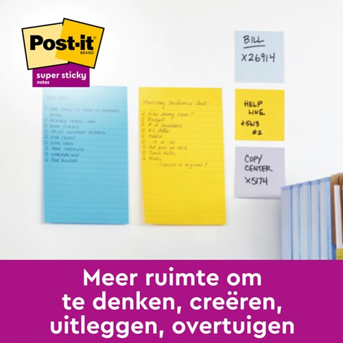 Memoblok Post-it 8645 Super Sticky 203x153mm assorti 6 stuks-2
