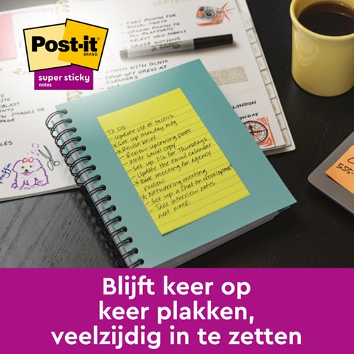 Memoblok Post-it 8645 Super Sticky 203x153mm assorti 6 stuks-1