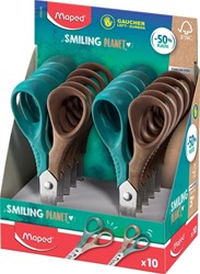 Kinderschaar Maped Smiling Planet 12cm linkshandig bruin/groen display à 10 stuks