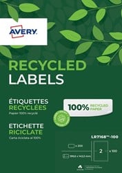 Etiket Avery LR7168-100 199.6x143.5mm recycled wit 200 etiketten