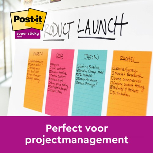 Memoblok 3M Post-it 584 127x203mm Super Sticky lijn assorti kleur 4 stuks-2