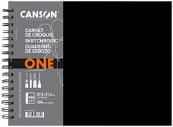 Tekenboek Canson One Art Book 80 witte vellen 100gr 279x216mm zwart