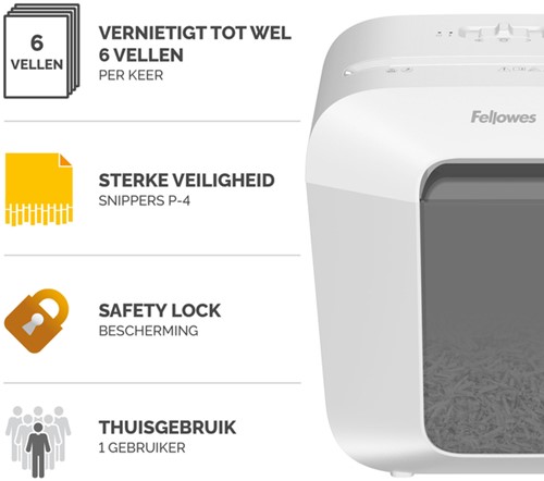 Papiervernietiger Fellowes Powershred LX25 snippers 4x37mm wit-2