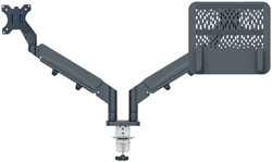 Monitor- en laptoparm Leitz Ergo ruimtebesparend dubbel donkergrijs