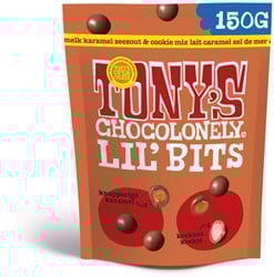Chocolade Tony's Chocolonely Lil' Bits melk karamel zeezout & cookie 150 gram