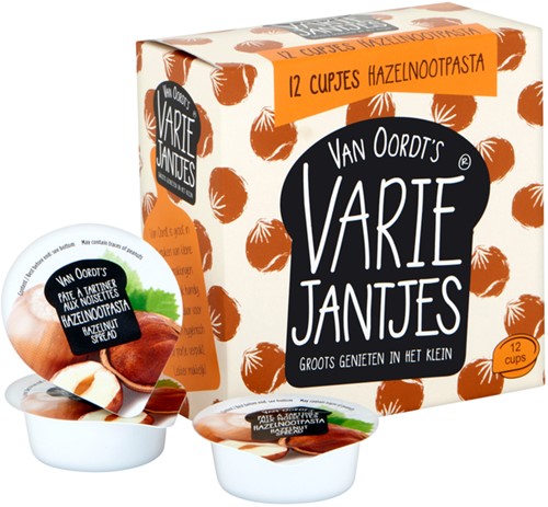 Hazelnootpasta VarieJantjes 12x15 gram cupjes-3