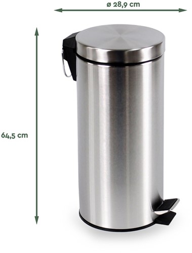 Afvalbak BRASQ pedaalemmer 30 liter RVS-2