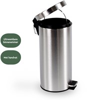 Afvalbak BRASQ pedaalemmer 30 liter RVS-1