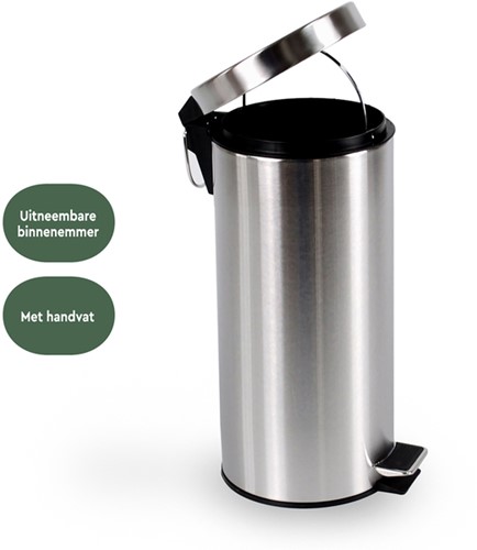 Afvalbak BRASQ pedaalemmer 30 liter RVS-1
