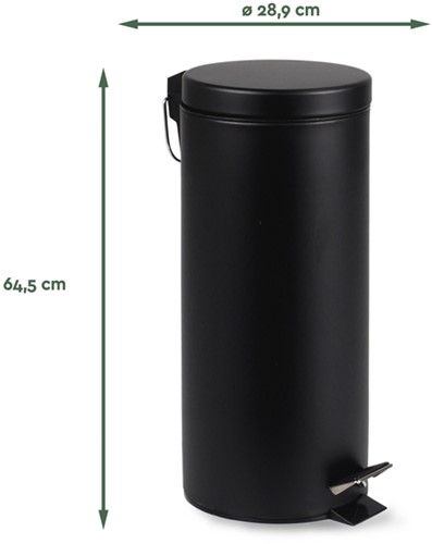 Afvalbak BRASQ pedaalemmer 30 liter zwart-2