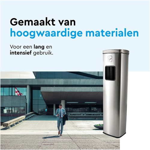 Afvalbak met asbak BRASQ 20 liter AT400 rvs-1
