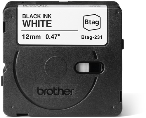 Labeltape Brother P-touch Btag-231 standaard 12mm zwart op wit-3