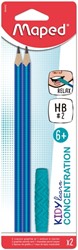 Grafietpotlood Maped Kidy Learn met kauwtopper set à 2 stuks blauw