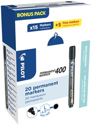 Permanent marker PILOT 400 schuin breed zwart 15+5 gratis