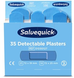 Pleisters Salvequick blauw detectabel refill 6x 35 stuks