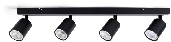 Miratic Lampen Woonkamer Plafondspot Wand- en Plafondlamp, GU10 max. 4x50W, IP20 Voor Wand-, Plafond- en Opbouwmontage Materiaal behuizing: Staal(lamp niet inbegrepen) (Zwart