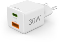 Oplader Hama USB-C/USB-A Mini PD 30W wit