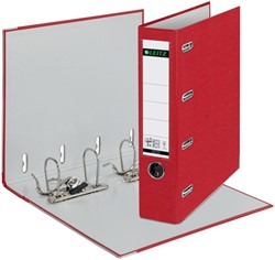 Giro-bank ordner Leitz A4 met dubbele mechaniek 80mm PP rood
