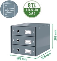 Ladenkast Leitz Click & Store WOW 3 laden gerecycled karton zwart-1