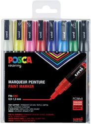 Verfstift Posca PC3M fijn assorti set à 8 stuks