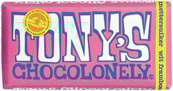 Chocolade Tony's Chocolonely wit framboos knettersuiker reep 180gr