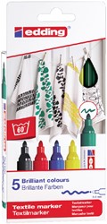 Viltstift edding 4500 textiel rond 2-3mm basis assorti blister à 5 stuks
