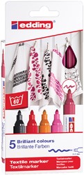 Viltstift edding 4500 textiel rond 2-3mm warm assorti blister a1 5 stuks