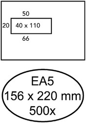 Envelop Hermes EA5 156x220mm venster 4x11links zelfklevend 500 stuks