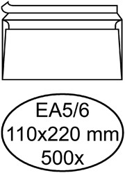 Envelop Quantore bank EA5/6 110x220mm zelfklevend wit 500 stuks