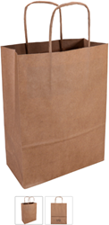 Tas, Kraftpapier, gedraaid papieren koord, 18x 8x24cm, draagtas, bruin 100st.